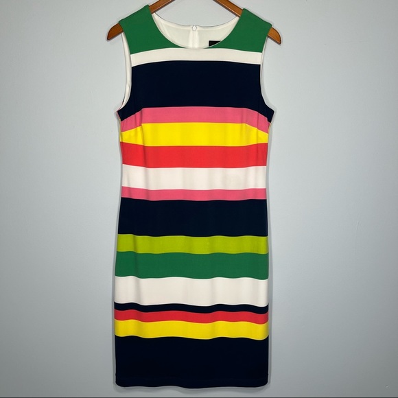 Frank Lyman Design Sleeveless Dress Womens 8 Multicolor Stripes Lined - Picture 1 of 6